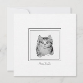 Tarjeta Pequeña Un gato ragaMuffin personalizado dibujando en un p