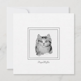 Tarjeta Pequeña Un gato ragaMuffin personalizado dibujando en un p
