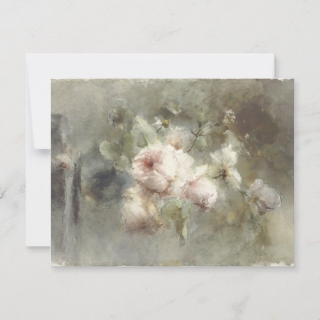 Tarjeta Pequeña Un jarrón con rosas de Margaretha Roosenboom (1853 (Anverso)