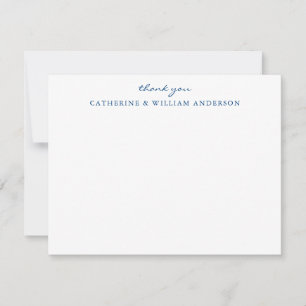 Tarjeta Pequeña Un par de recién casados Blue Script Gracias Stati