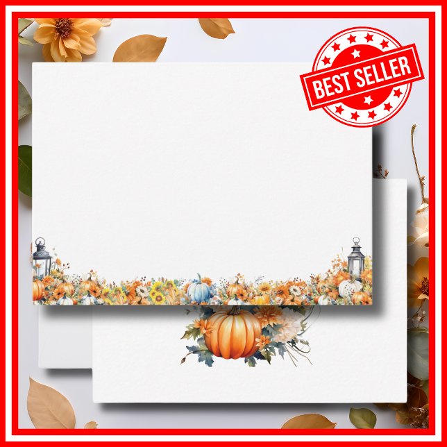 Tarjeta Pequeña Un pequeño calabaza Cae En El Otoño Baby Shower BL (BLANK A Little Pumpkin is on the Way Fall Autumn Floral Baby Shower Note Card )