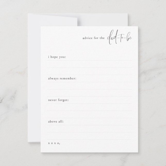 Tarjeta Pequeña Un pequeño consejo para el futuro de papá (Anverso)