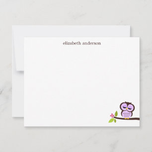 Tarjeta Pequeña Un Personalizado de lechuza púrpura