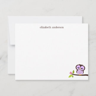 Tarjeta Pequeña Un Personalizado de lechuza púrpura