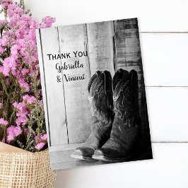 Tarjeta Pequeña Un vaquero rústico bota a Boda occidental gracias