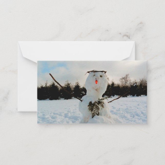 Tarjeta Pequeña Un verdadero hombre de nieve y una foto panorámica (Anverso)