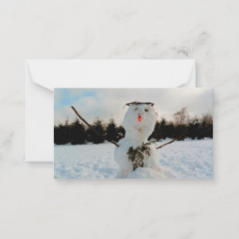 Tarjeta Pequeña Un verdadero hombre de nieve y una foto panorámica