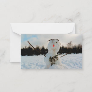Tarjeta Pequeña Un verdadero muñeco de nieve y una foto de paisaje