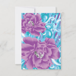 Tarjeta Pequeña Un vibrante diseño textil con tonos púrpura y turq