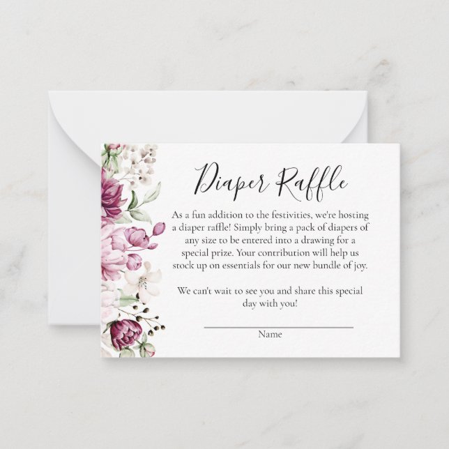 Tarjeta Pequeña Una dulce niña pequeña Baby Shower Diaper Raffle C (Anverso)