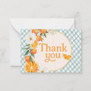 Tarjeta Pequeña Una Etiqueta de Baby Shower de Naranja Pequeña y L