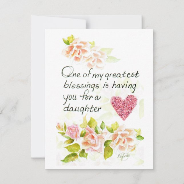 Tarjeta Pequeña Una hija es una gran carta de bendición (Anverso)