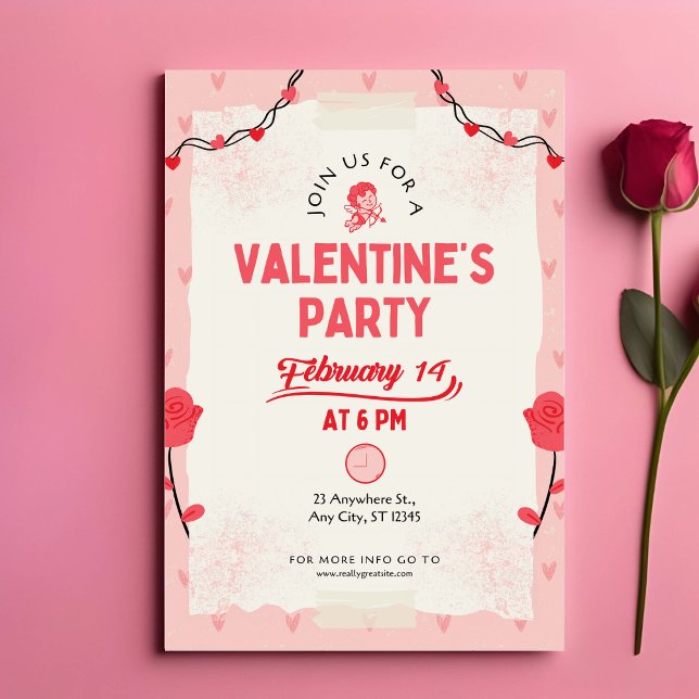 Tarjeta Pequeña Únase a nosotros para la fiesta de San Valentín (Subido por el creador)