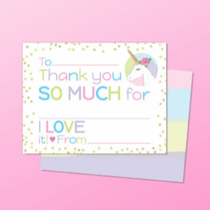 Tarjeta Pequeña Unicorn Rellenar en blanco Stationery Gracias