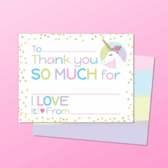 Tarjeta Pequeña Unicorn Rellenar en blanco Stationery Gracias (Subido por el creador)