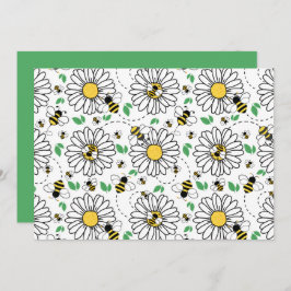 Tarjeta Pequeña Unique Bees & Daisies Spring Note Card