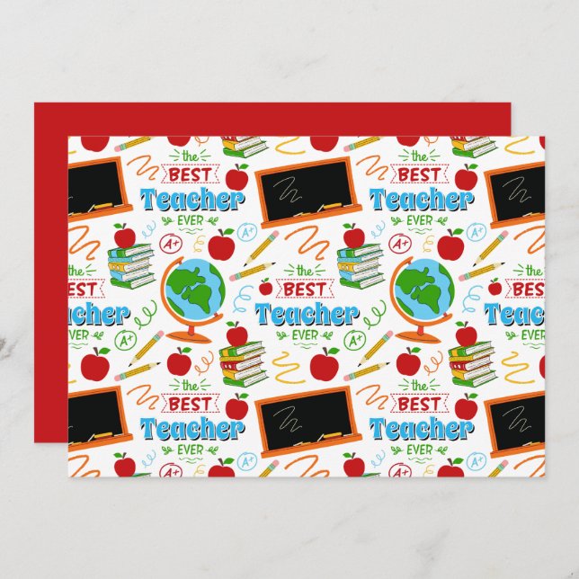 Tarjeta Pequeña Unique Best Teacher Note Card (Anverso / Reverso)