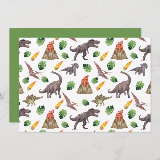 Tarjeta Pequeña Unique Dinosaur Note Card (Anverso / Reverso)