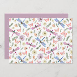 Tarjeta Pequeña Unique Dragonflies & Butterflies Note Card