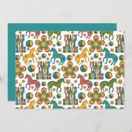 Tarjeta Pequeña Unique Peace Love Horses Note Card