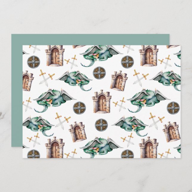 Tarjeta Pequeña Unique Sleeping Dragons Note Card (Anverso / Reverso)