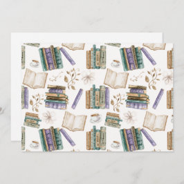 Tarjeta Pequeña Unique Vintage Books Note Card in White