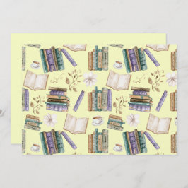 Tarjeta Pequeña Unique Vintage Books Note Card in Yellow