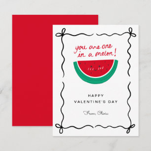 Tarjeta Pequeña ¡Uno en Melón! Divertido Día de San Valentín Dibuj