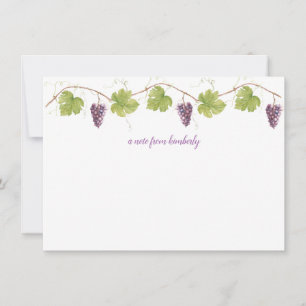 Tarjeta Pequeña Uvas moradas, hojas y monograma de la uva