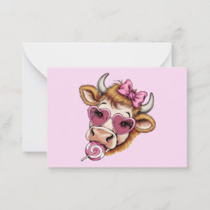 Tarjeta Pequeña Vaca de las Tierras Altas de San Valentín Coqueta 