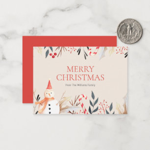 Tarjeta Pequeña Vacaciones de Navidades de Snowman en Mini Viejo V