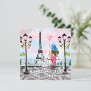 Tarjeta Pequeña Vacaciones De Verano En La Torre Eiffel De La Tarj