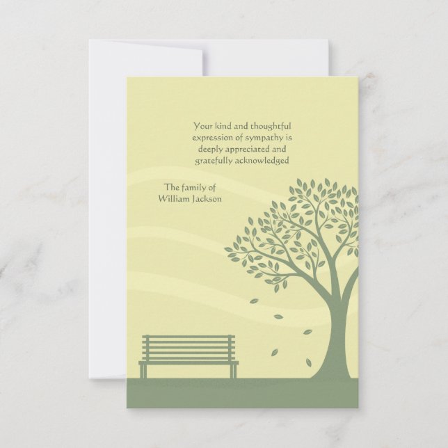 Tarjeta Pequeña Vacío Bereavement Bench Gracias Notecard (Anverso)