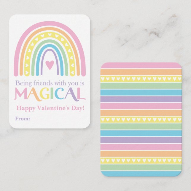 Tarjeta Pequeña Valentín Arcoíris, Valentín personalizado para el  (Anverso / Reverso)