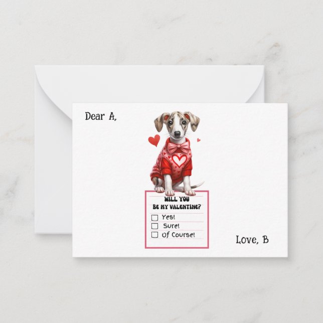 Tarjeta Pequeña Valentín cachorro Jack Russell personalizable  (Anverso)