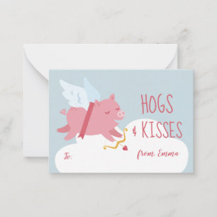 Tarjeta Pequeña Valentin Cupid Pig Activity Classroom
