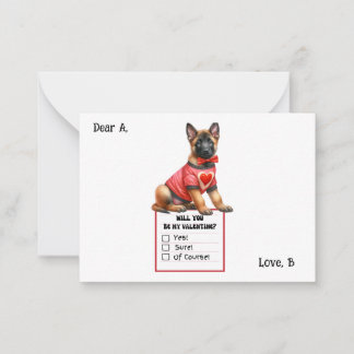 Tarjeta Pequeña Valentín personalizable de cachorro de Pastor Alem