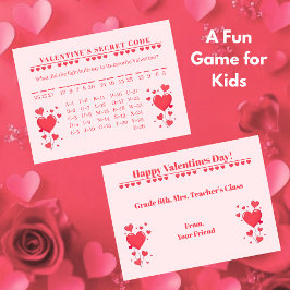 Tarjeta Pequeña Valentine Classroom Game-Secret Code