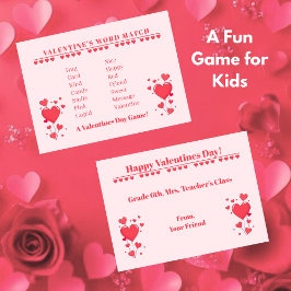 Tarjeta Pequeña Valentine Classroom Game-Word Match