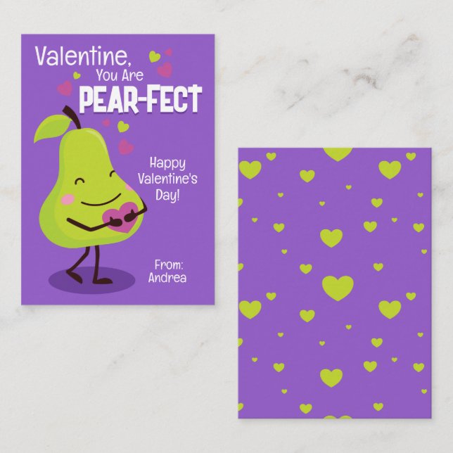 Tarjeta Pequeña Valentine, Eres Pear-Fect (Anverso / Reverso)