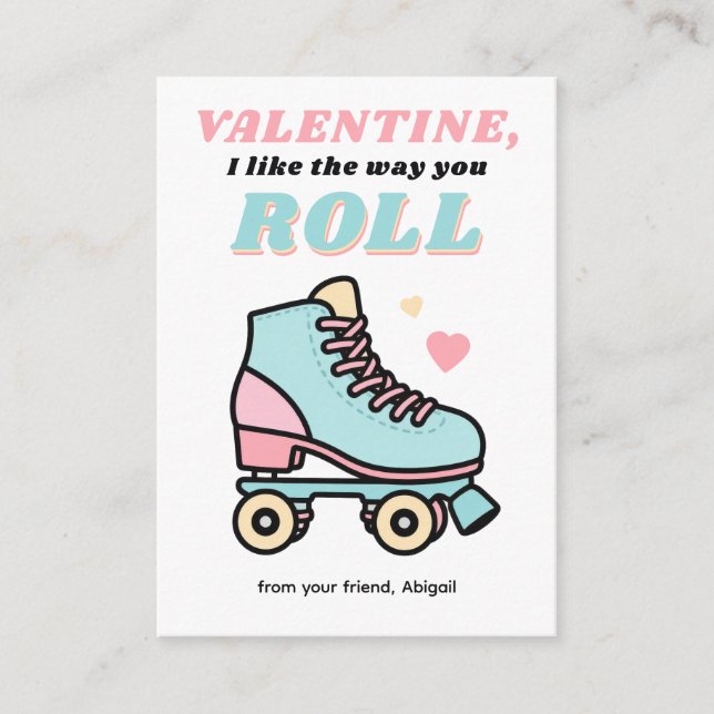 Tarjeta Pequeña Valentine I Like the Way You Roll (Anverso)