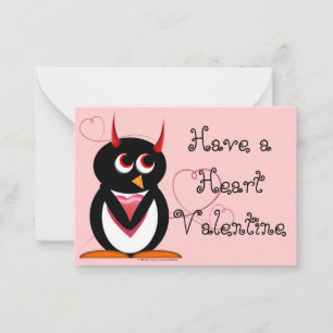 Tarjeta Pequeña Valentines de la Escuela Malvada del Pingüino
