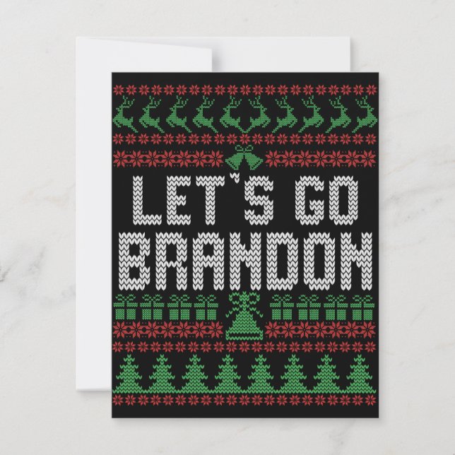 Tarjeta Pequeña Vamos Brandon Suéter Divertido Feo De Navidad (Anverso)