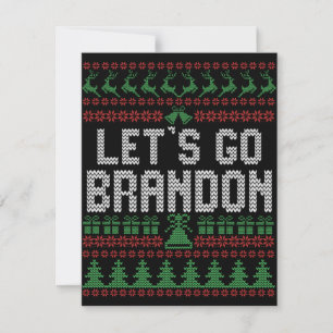 Tarjeta Pequeña Vamos Brandon Suéter Feo de Navidad Divertido