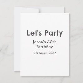 Tarjeta Pequeña Vamos fiesta feliz 30 cumpleaños nombre gris simpl