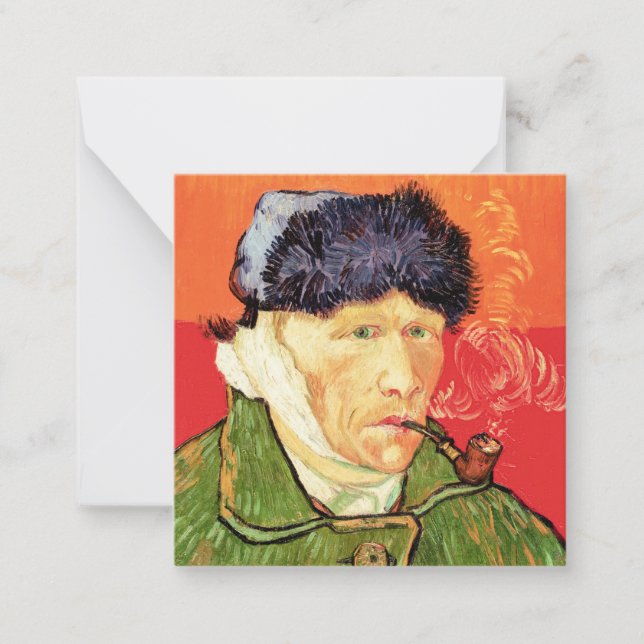 Tarjeta Pequeña Van Gogh - autorretrato con oreja y tubo varados (Anverso)