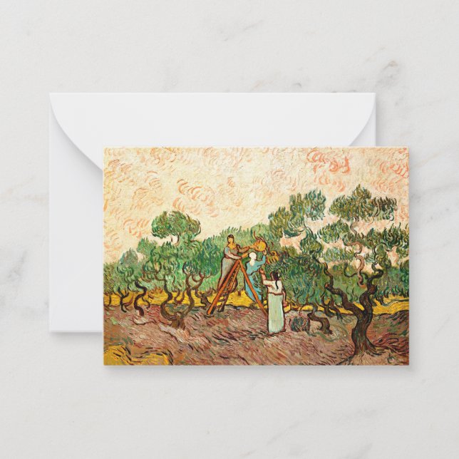 Tarjeta Pequeña Van Gogh - Mujeres recogiendo aceitunas (Anverso)