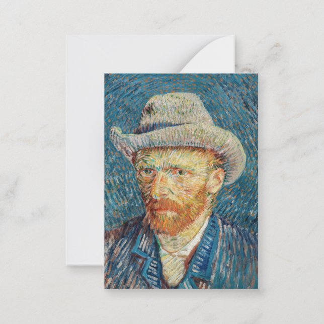 Tarjeta Pequeña Van Gogh - Retrato propio con un Gorra de Grey Fel (Anverso)