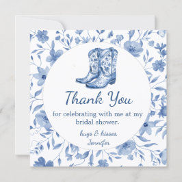 Tarjeta Pequeña Vaquera floral despedida de soltera agradecer azul