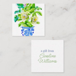Tarjeta Pequeña Vase de Chinoiserie acuática con envoltorio de flo